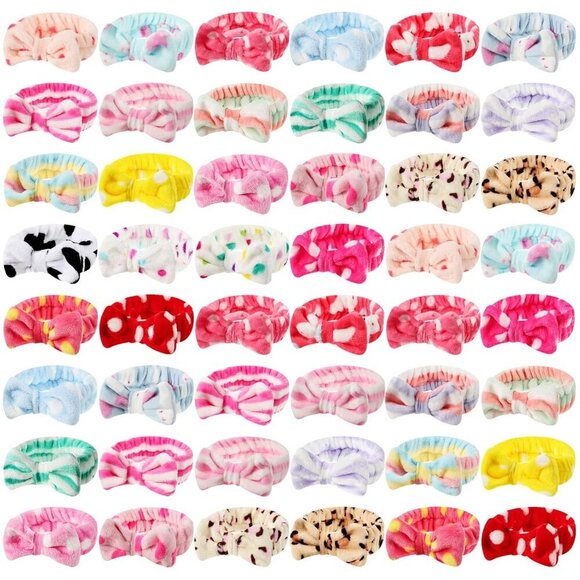 48 Pieces Facial Hair Headbands Fleece Bow Makeup Spa Hair Accessories main image 6